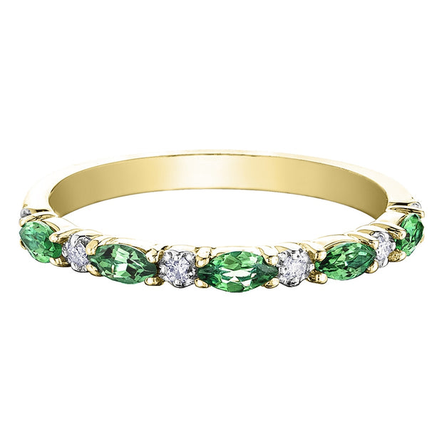 Marquise Cut Emerald and Diamond Ring