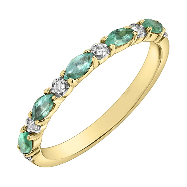 Marquise Cut Emerald and Diamond Ring