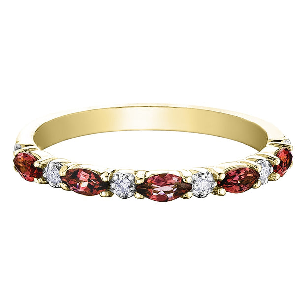 Marquise Cut Garnet and Diamond Stackable Band