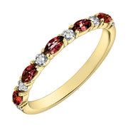 Marquise Cut Garnet and Diamond Stackable Band