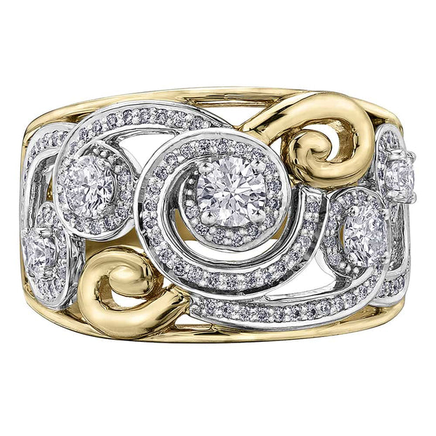 Two-Tone Gold and Diamond Right Hand Ring