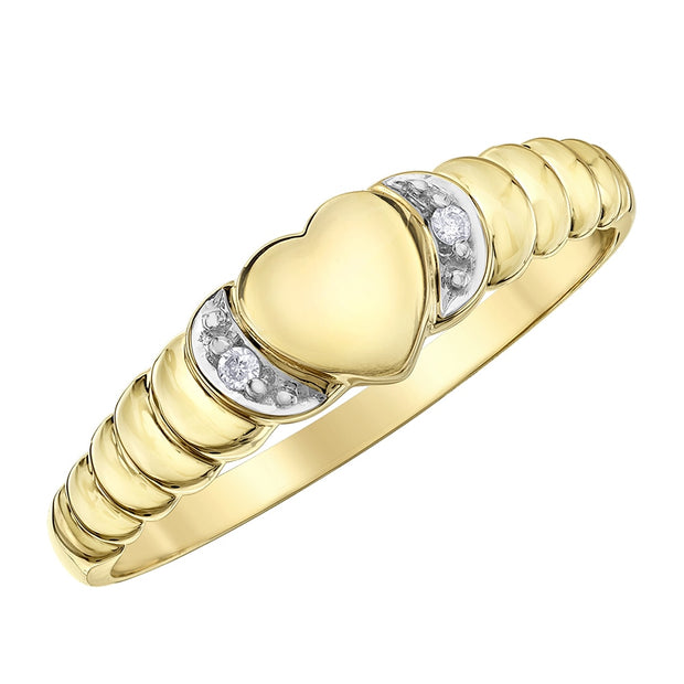 Heart-Shaped Ring with Diamond Accents