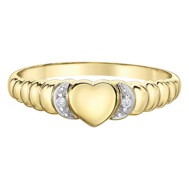 Heart-Shaped Ring with Diamond Accents