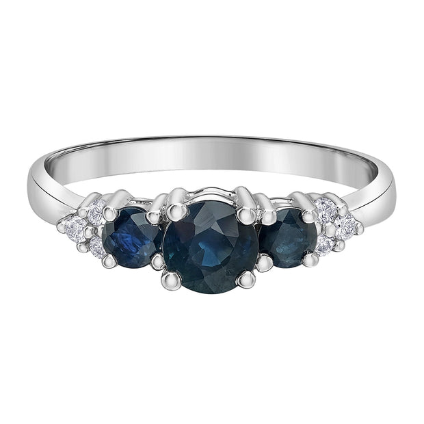 Three-Stone Sapphire and Diamond Ring
