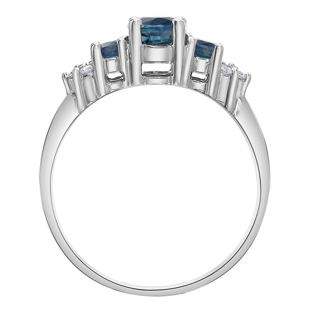 Three-Stone Sapphire and Diamond Ring