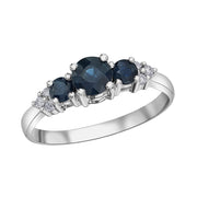 Three-Stone Sapphire and Diamond Ring