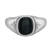 Bague pour homme avec onyx noir et diamants sertis clos