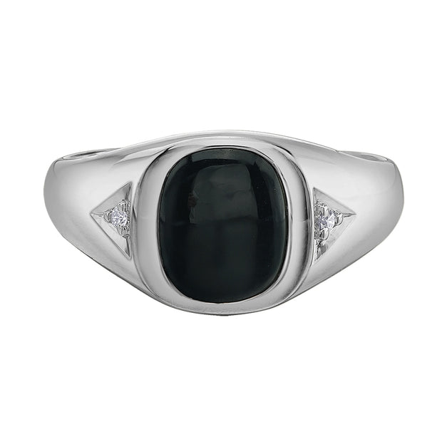 Men's Bezel Set Black Onyx and Diamond Ring