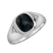 Bague pour homme avec onyx noir et diamants sertis clos