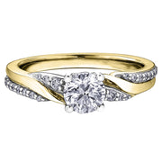  Bague en or bicolore avec diamant canadien rond