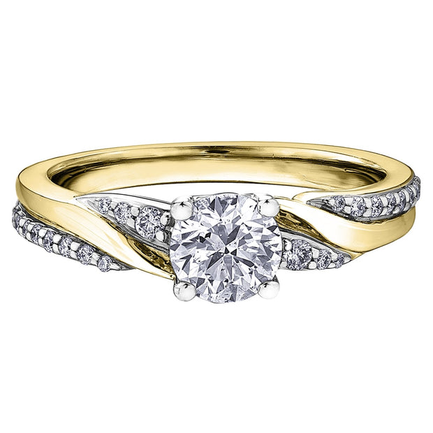  Bague en or bicolore avec diamant canadien rond