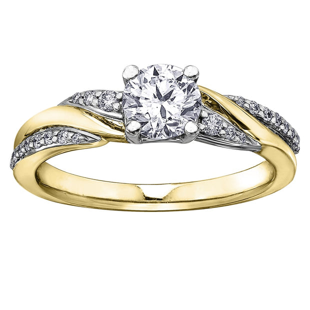  Bague en or bicolore avec diamant canadien rond
