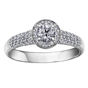  Bague ronde en diamant canadien avec accents pavés