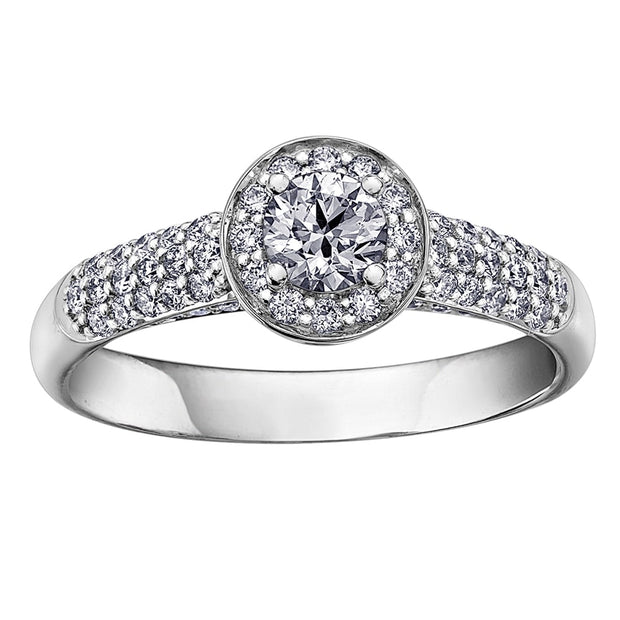  Bague ronde en diamant canadien avec accents pavés