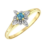 Blue Topaz and Diamond Flower Ring