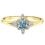 Blue Topaz and Diamond Flower Ring