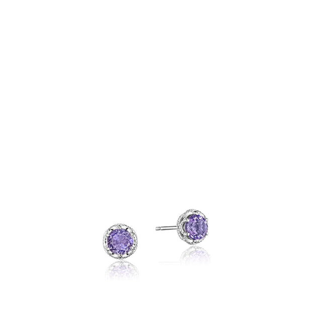 Crescent Crown Petite Crescent Crown Studs featuring Amethyst