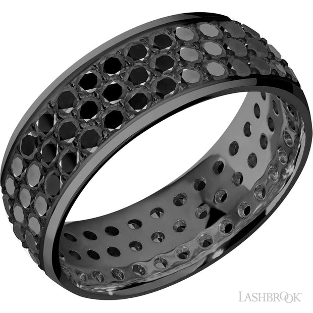 Zirconium Three-Row Black Diamond Eternity Ring