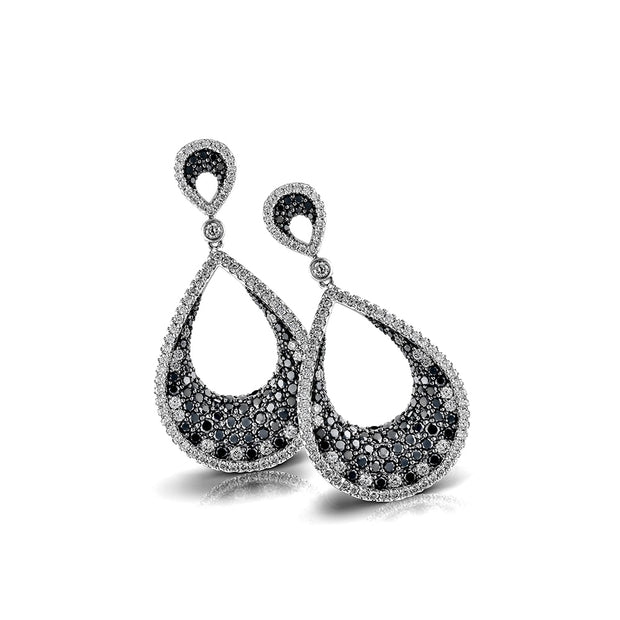 Black and White Diamond Drop Earrings