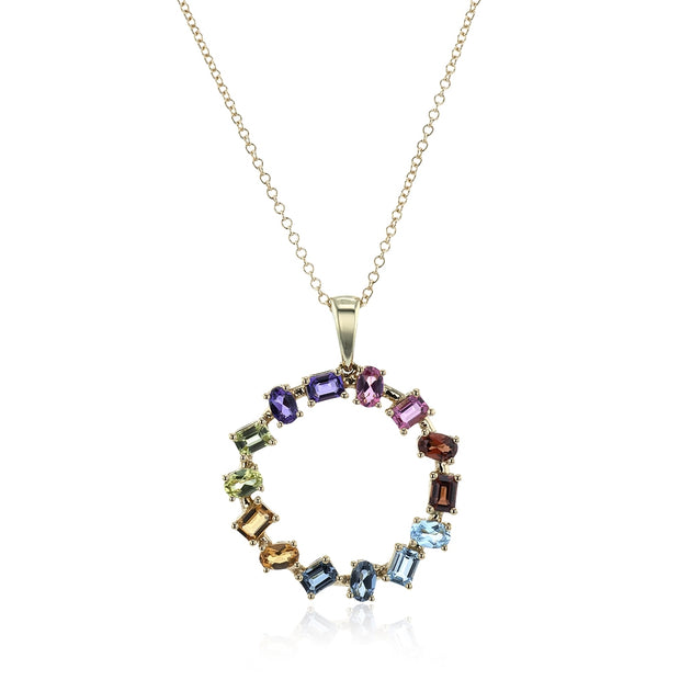 Zeghani Happy Color Rainbow Gemstone Pendant