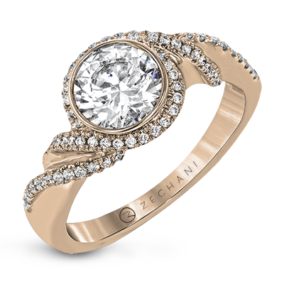 Bague de fiançailles ZR1508 en or 14 carats avec diamants