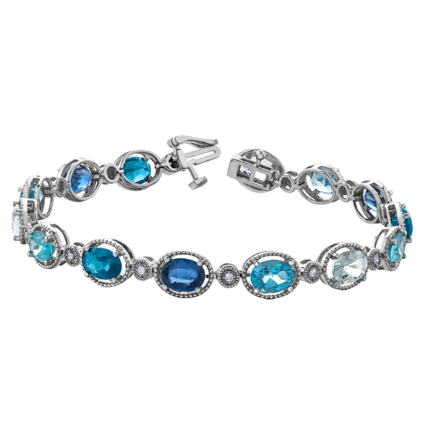 Heirloom-Inspired Diamond and Blue Gemstone Bracelet