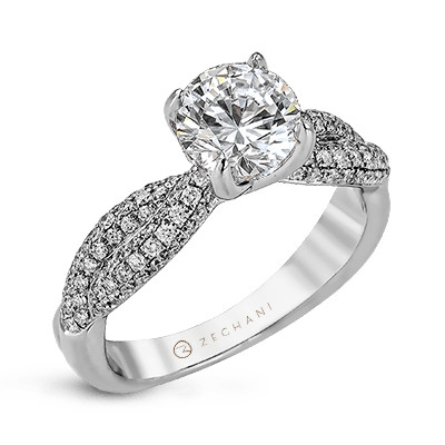 Bague de fiançailles ZR1035 en or 14 carats avec diamants