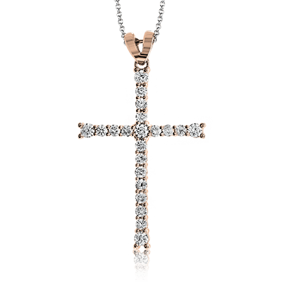 Pendentif croix ZP766 en or 14 carats avec diamants