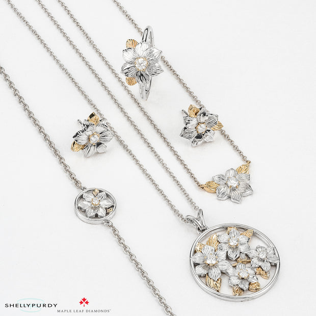 British Columbia Dogwood Necklace with Canadian Diamond