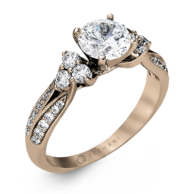 Bague de fiançailles ZR342 en or 14 carats avec diamants