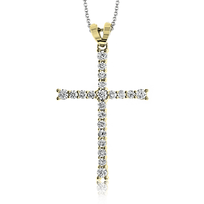 Pendentif croix ZP766 en or 14 carats avec diamants