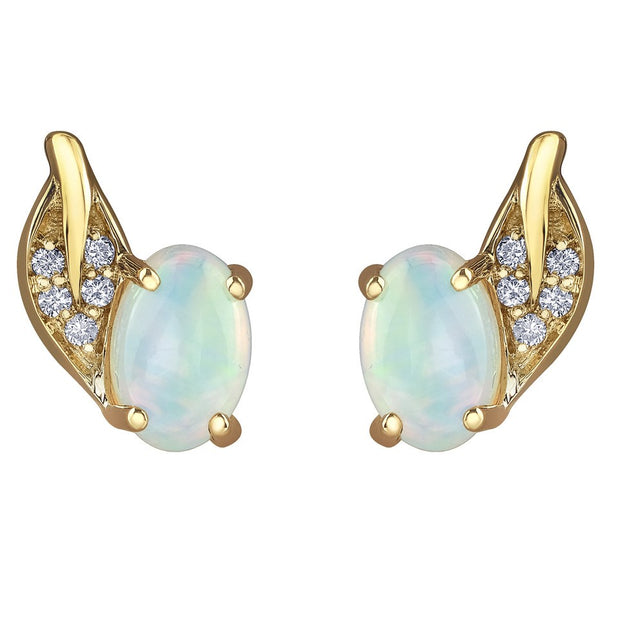 Opal and Diamond Stud Earrings