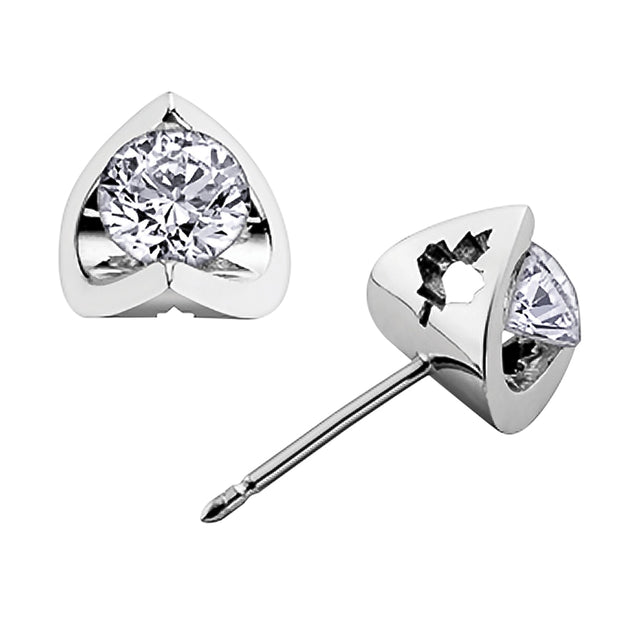 Tension Set Round Canadian Diamond Stud Earrings