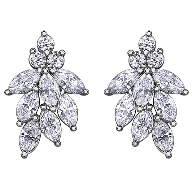 Marquise and Round Canadian Diamond Drop Earrings