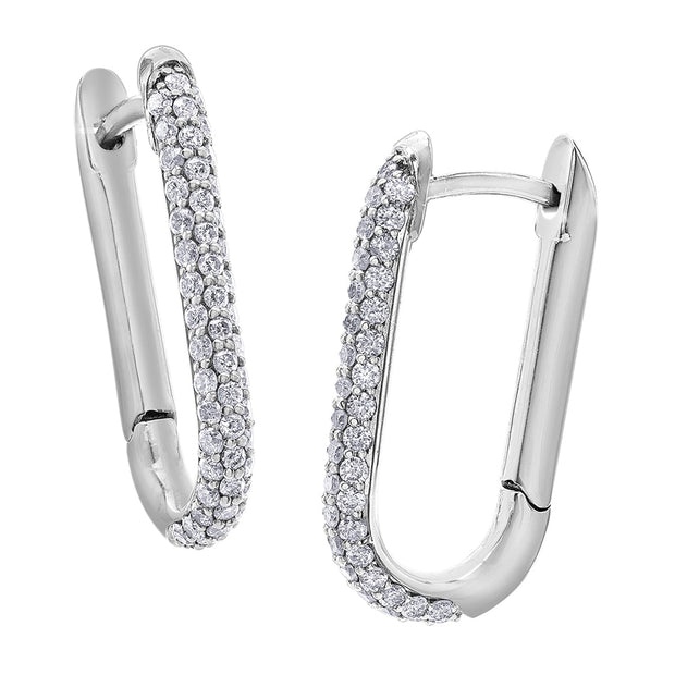 Paperclip Diamond J-Hoop Earrings