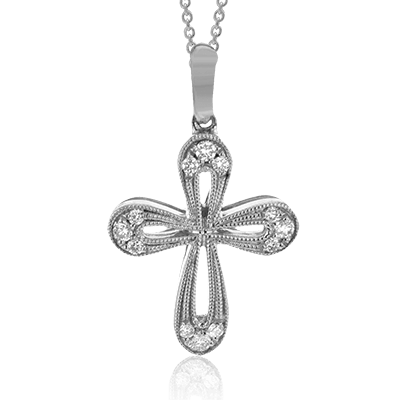 ZP464 Cross Pendant in 14k Gold with Diamonds