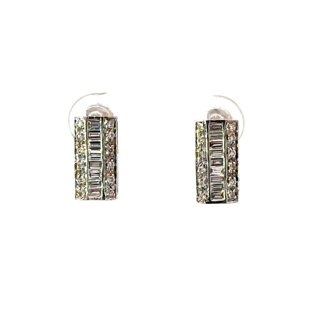 Vintage Baguette Diamond Stud Earrings