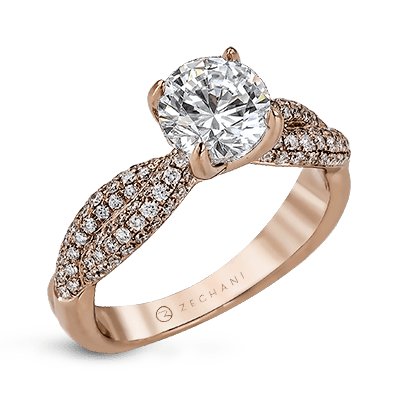 Bague de fiançailles ZR1035 en or 14 carats avec diamants