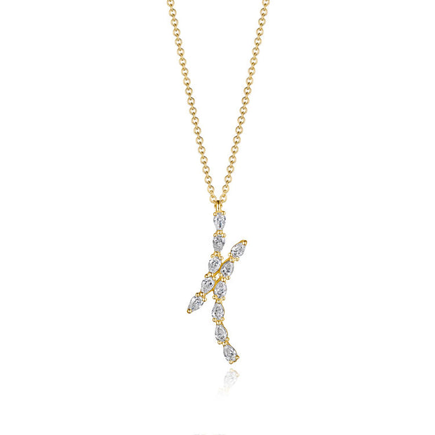 Pear Diamond Pendant in 18k Yellow Gold