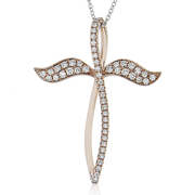 Cross Pendant in 18k Gold with Diamonds