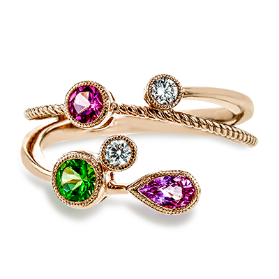 Color Ring in 18k Gold with Diamonds