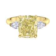 Bague de fiançailles avec diamant canadien jaune taille radiant fantaisie