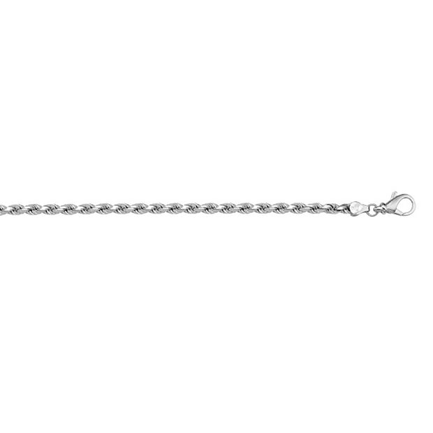 Solid White Gold Diamond Cut Rope Link Chain