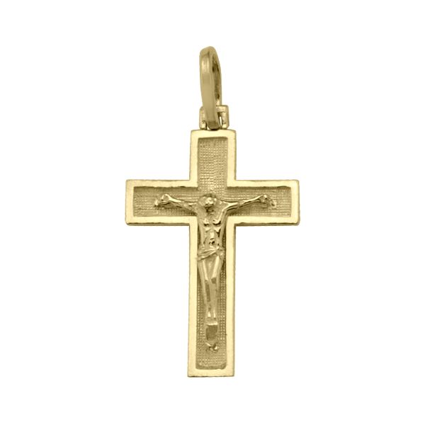 Square Edged Crucifix Yellow Gold Pendant
