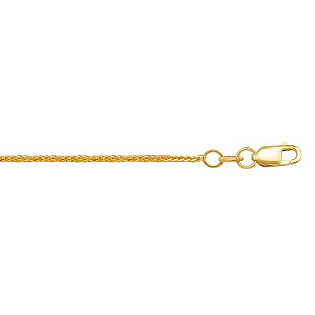 Yellow Gold Solid Square Wheat Link Chain