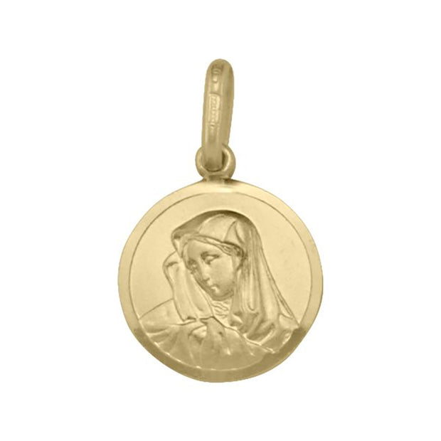 Solid Yellow Gold Madonna Medallion