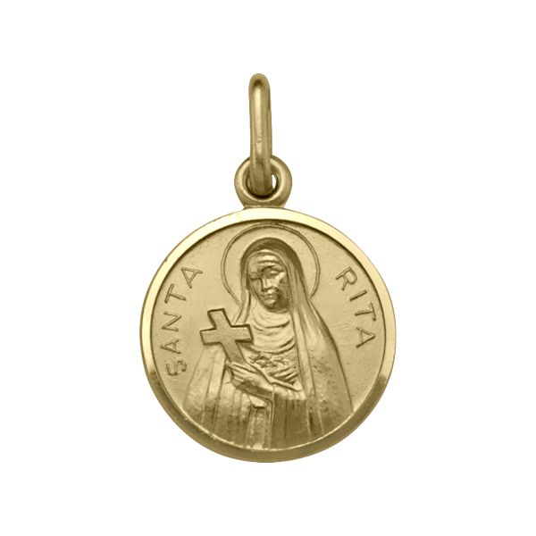  Médaillon Sainte Rita en or jaune 18 carats