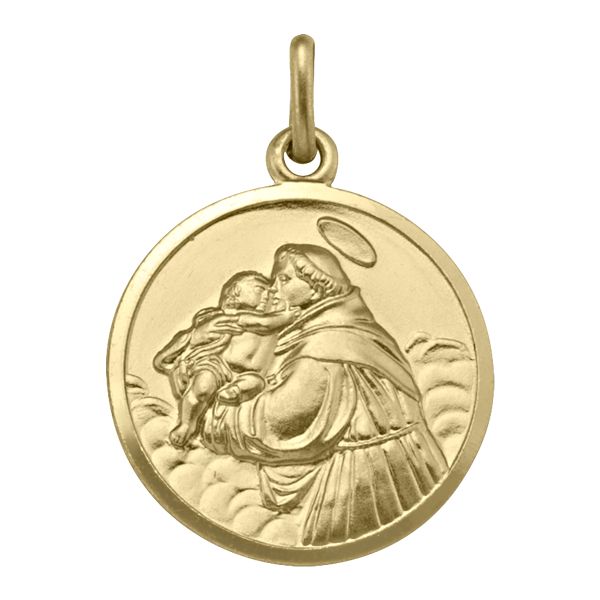 Solid Yellow Gold St. Anthony Medallion