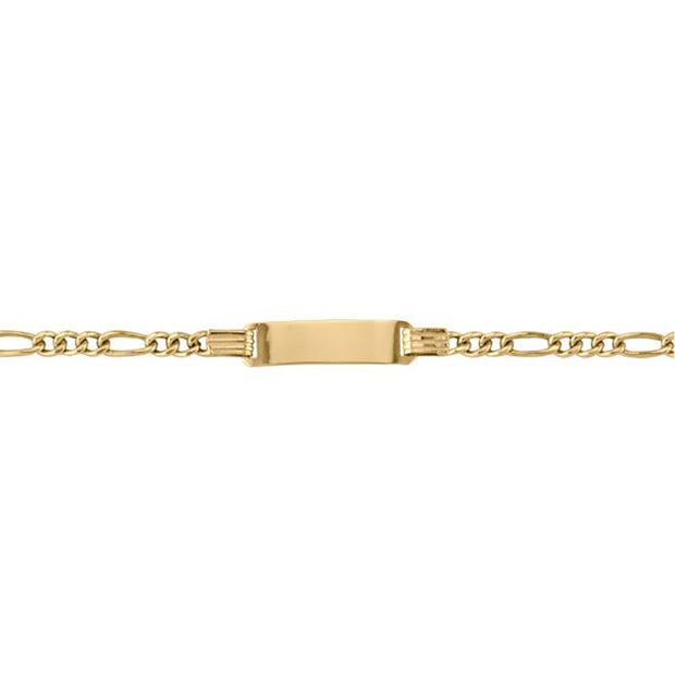 Yellow Gold Figaro Hollow ID Bracelet