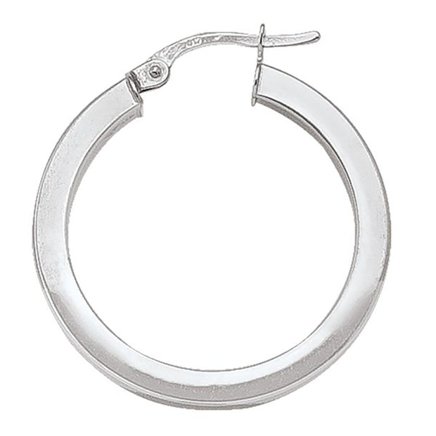 Medium White Gold Square Hoop Earrings